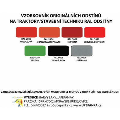 U PEPÁNKA s.r.o. barvy na traktory 1,25 kg RAL 3020 červená | Zboží Auto