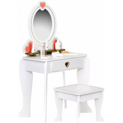 Dětský dřevěný toaletní stolek velký se zrcadlem pro dívku – Zboží Dáma