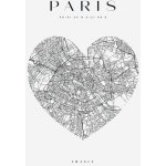 Plakát Mapa města Paříž srdce 40X50 cm