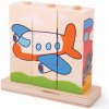 Dřevěná hračka Bigjigs Toys Baby nasazovací kostky dopravní prostředky