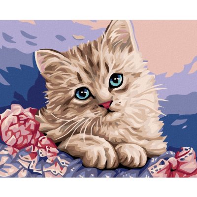 Diamondi Diamantové malování KOTĚ A RŮŽOVÉ KVĚTINY 40 x 50 cm vypnuté plátno na rám – Sleviste.cz