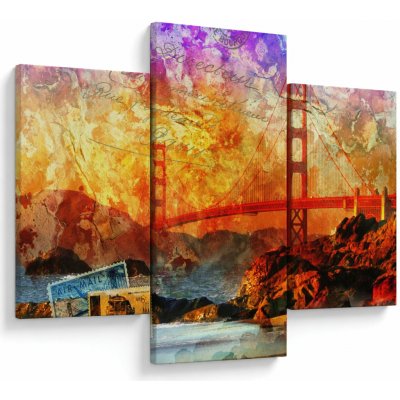 Obraz - Golden Gate, San Francisco, Kalifornie, třídílný 90x60 cm – Hledejceny.cz