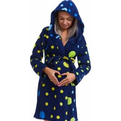 Luxusní teplý župan s různými puntíky na kojení 1Z1216 modrá