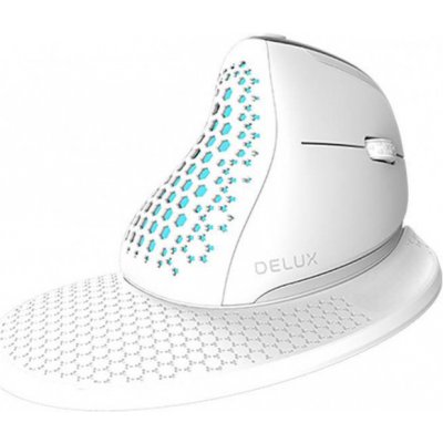 Bezdrátová vertikální myš Delux M618XSD BT+2.4G RGB (bílá)