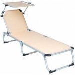 DIVERO skládací lehátko se stříškou béžové 187 x 57 cm Garthen D61126 – Zboží Dáma