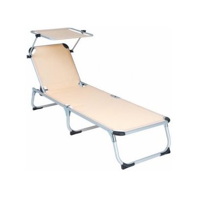 DIVERO skládací lehátko se stříškou béžové 187 x 57 cm Garthen D61126 – Zboží Dáma