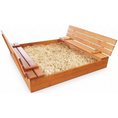 Derrson Pískoviště dřevěné s krytem/lavičkami velké 140x140cm – Sleviste.cz