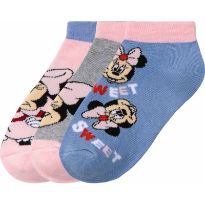 Dívčí nízké ponožky 3 páry modrá/šedá/růžová – Zboží Dáma