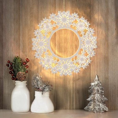 Solight LED dřevěný vánoční věnec 10x LED bílá 30cm časovač 2x AA – Hledejceny.cz