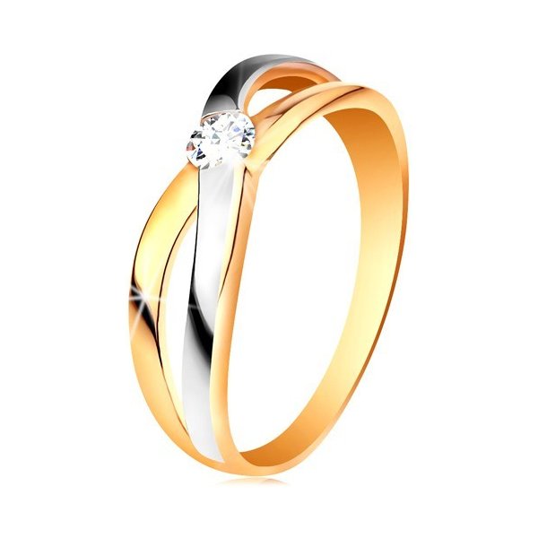 Šperky eshop prsten ze zlata 585 kulatý zirkon čiré rozdělená překřížená  ramena GG195.70 od 4 608 Kč - Heureka.cz