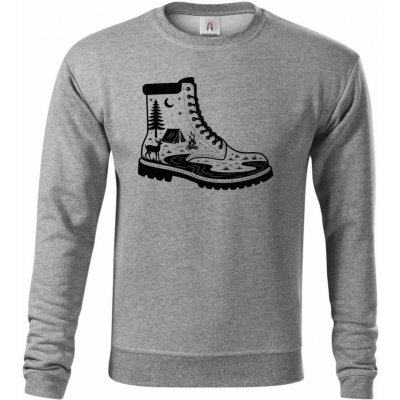 Dobrodružná bota, černý potisk mikina ESSENTIAL – Sleviste.cz