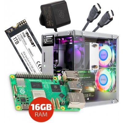Zonepi Sada s Raspberry Pi 5 (16GB RAM), Pironman 5, 1 TB SSD + příslušenství 583040 – Zboží Živě