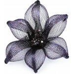 Stoklasa brož kovová s broušenými kamínky 7,5 cm 2 fialová temná – Zboží Dáma