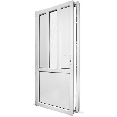 SkladOken.cz vedlejší vchodové dveře jednokřídlé 98 x 208 cm dělené D4, bílé, LEVÉ