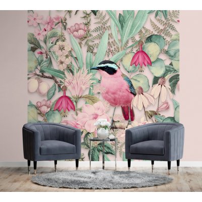 Gario vliesová Fototapeta Růžový pták a příroda - Andrea Haase, rozměry 100 x 100 cm – Zboží Mobilmania