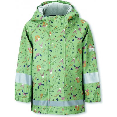 STERNTALER bunda do deště s reflexními prvky nepromokavá lesní zvířátka green