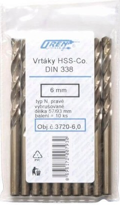 Vrták OREN DIN 338 HSS-Co.5%, vybrušovaný 5 mm