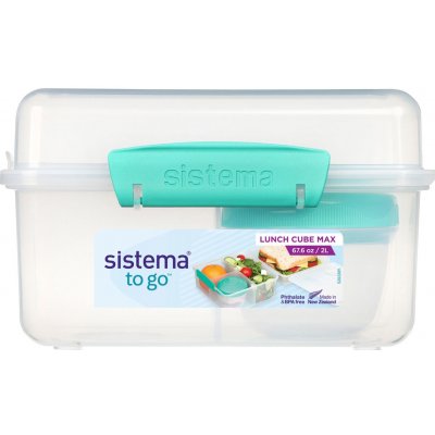 Sistema Box na oběd To Go se 4 oddíly a kelímkem minty teal