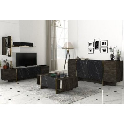 Hanah Home Living Room Furniture Set Veyron Set 2 Black Gold