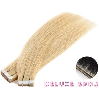 Deluxe neviditelné vlasové PU pásky tape in na prodlužování vlasů 40cm 22 světlá blond – Zboží Mobilmania