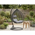 Textilomanie Černé závěsné křeslo KOKON se stojanem světlý polštář – Zbozi.Blesk.cz