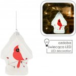 Pro-Tech shop Skleněná vánoční ozdoba s LED ptáček v krmítku 9x7x12cm 69608 – Hledejceny.cz