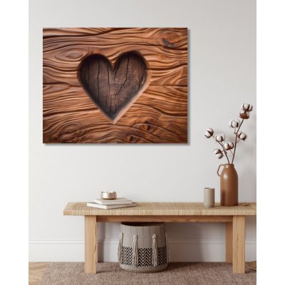 ZUTY Obrazy na stěnu - Dřevěné srdce Rozměr: 40x50 cm, Rámování: bez rámu a bez vypnutí plátna – Zboží Mobilmania