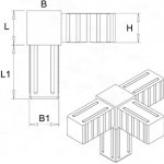 Plastová spojka - 4-nohý kus vhodný do profilu veľkosti 20x20x1.5 mm