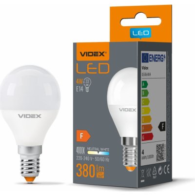 LED žárovka LED E14 G45 Koule 4W = 33W 380lm 4000K Neutrální bílá 240° Videx – Hledejceny.cz
