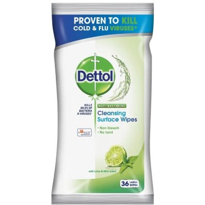 Dettol dezinfekční ubrousky na povrchy limetka a máta 36 ks – Zbozi.Blesk.cz