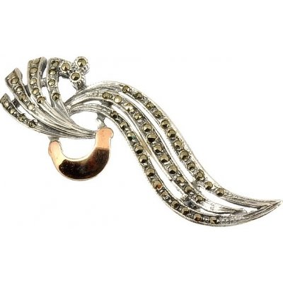 Šperky-NM stříbrná brož vlna 075 portugal – Zboží Dáma