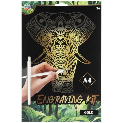 Grafix Škrabací obrázek zlatý A4 slon – Zboží Dáma