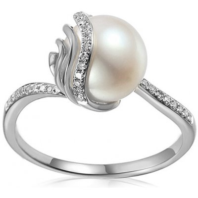 iZlato Forever Perlový briliantový prsten z bílého zlata IZBR947A – Zboží Mobilmania