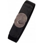 Camerazar Elegantní dámský široký Elastický pásek černý Kovová spona Stříbrné – Sleviste.cz