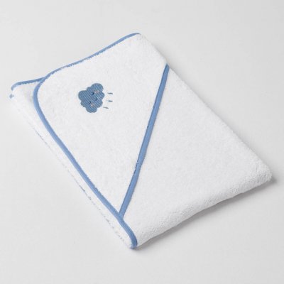 Veba LOTA osuška s kapucí bílá s výšivkou Mráček modrá lemovka 75x75 cm – Zboží Dáma