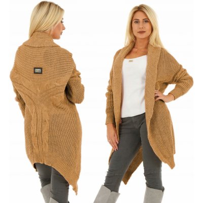 Fashionweek svetr cardigan velmi originální střih MF865 Camel – Zboží Mobilmania