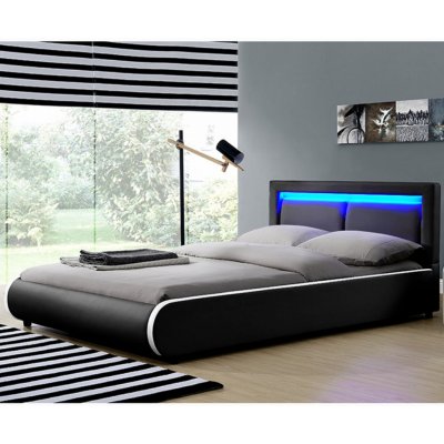 Čalouněná postel Goleto Murcia s LED osvětlením černá