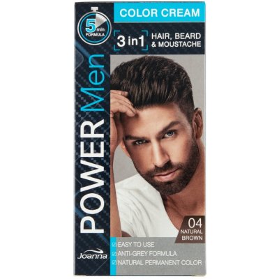 Joanna Power Men Color Cream 3v1 farbivo pre fúzy a bradu 04 Natural Brown 30 g
