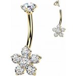 MARRE Zlacený piercing do pupíku kytička TITAN TIT1600 – Zboží Dáma