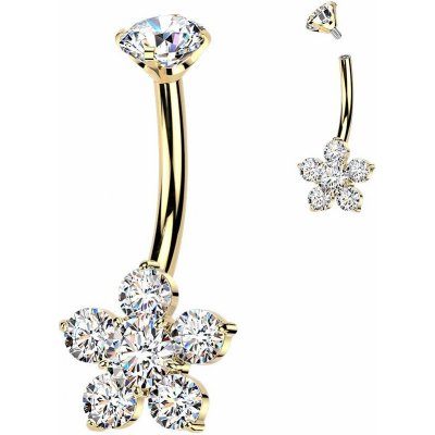 MARRE Zlacený piercing do pupíku kytička TITAN TIT1600 – Zboží Dáma