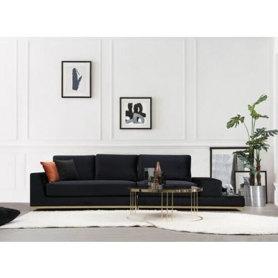 Atelier del Sofa 4-Seat Sofa Line With Side TableBlack Black Gold