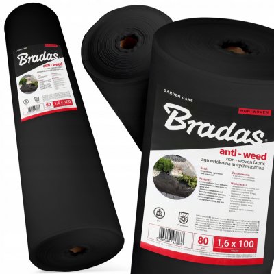 Bradas netkaná mulčovací textilie 80 g/m² 1,6 x 100 m černá – Zboží Mobilmania