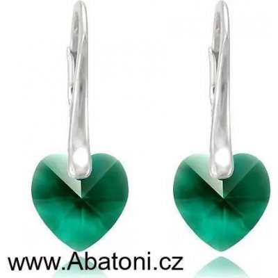 Swarovski Elements Heart krystal stříbrné visací zelené srdce srdíčka 31300.3 Emerald zelená tmavá smaragdová brčálová – Zboží Mobilmania