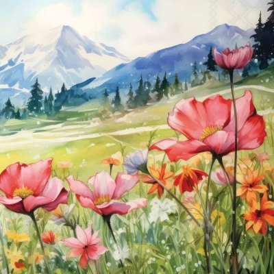 Ambiente Europe BV Ubrousek 33x33cm Kvetoucí louka pod horami – Zboží Dáma