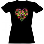 tričko s potiskem Srdce lidový motiv Černá – Zboží Dáma