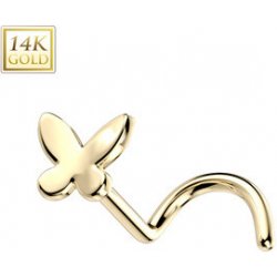 Šperky4U zlatý piercing do nosu motýlek ZL01237-YG