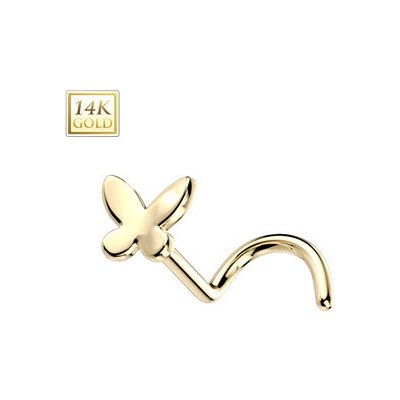 Šperky4U zlatý piercing do nosu motýlek ZL01237-YG – Zboží Mobilmania