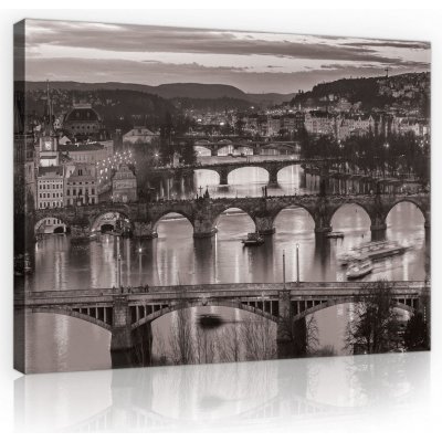 Postershop Obraz na plátně: Praha (černobílá) - 75x100 cm – Zboží Mobilmania