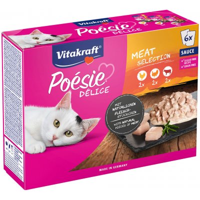 Vitakraft Poésie DéliSauce míchané balení Mix s masem 6 x 85 g – Hledejceny.cz