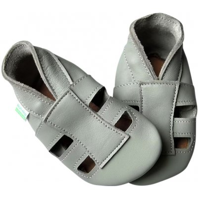 Hopi Hop kožené capáčky Barefoot sandálky světle šedé – Zboží Mobilmania